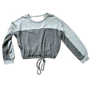 Hollister Boyfriend Open-Back Top Women's Small Gray Colorblock Waffle‎ Knit NEW